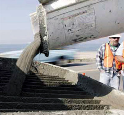 pouring concrete